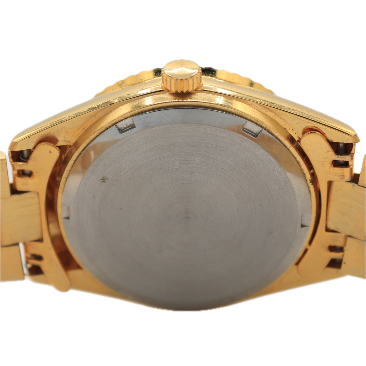 Vintage ERT Fluted Day Date President Men's Quartz Wristwatch Gold Tone