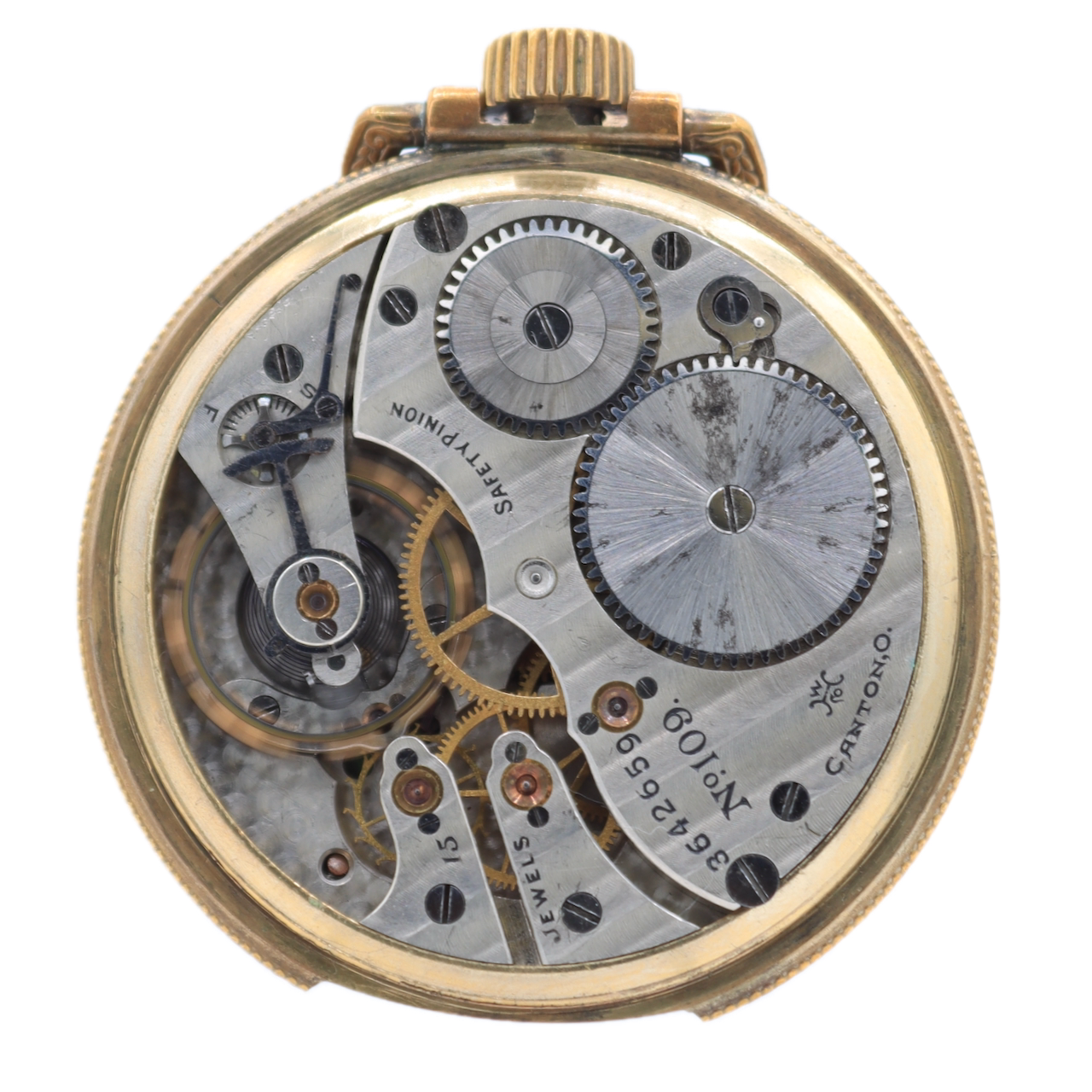 Antique 18s 1917 Hampden 15 Jewel Mechanical Open Face Pocket Watch 109 USA