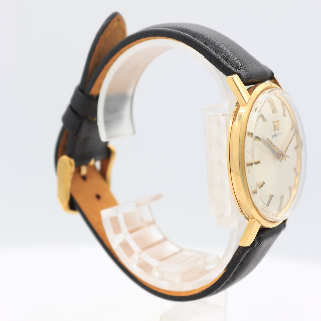 Vintage Zenith 6761-2 Sunburst Men's Mechanical Wristwatch 2562 Swiss 18k Gold