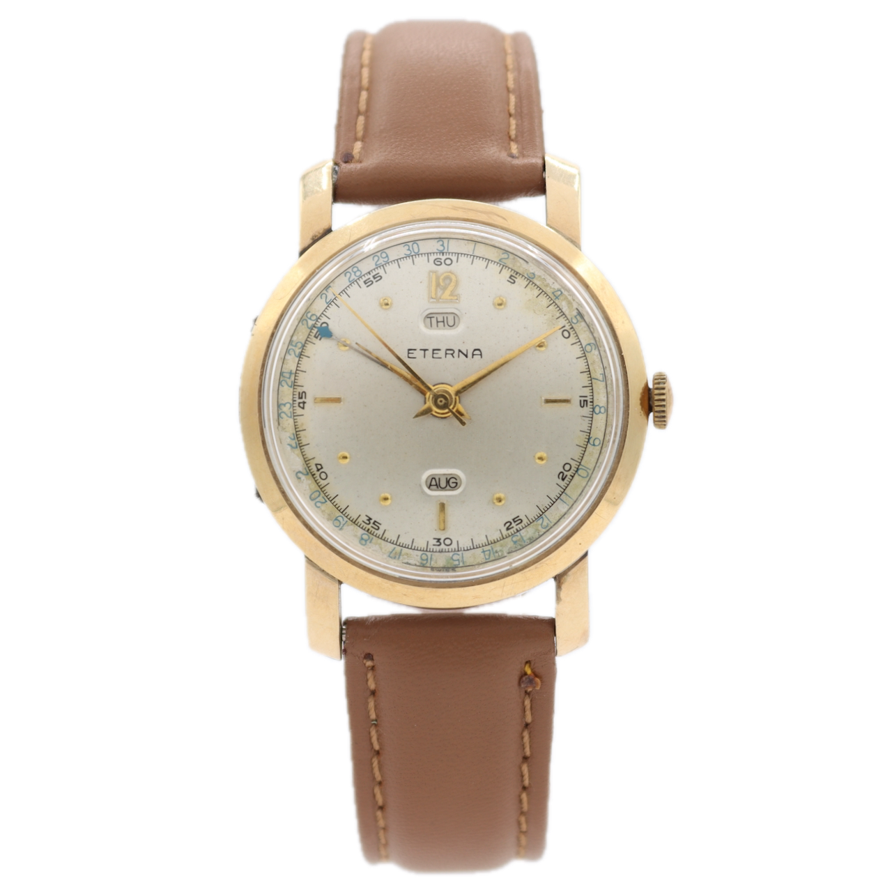 Vintage Eterna Triple Date Men's Mechanical Wristwatch Swiss 10k GF Serviced