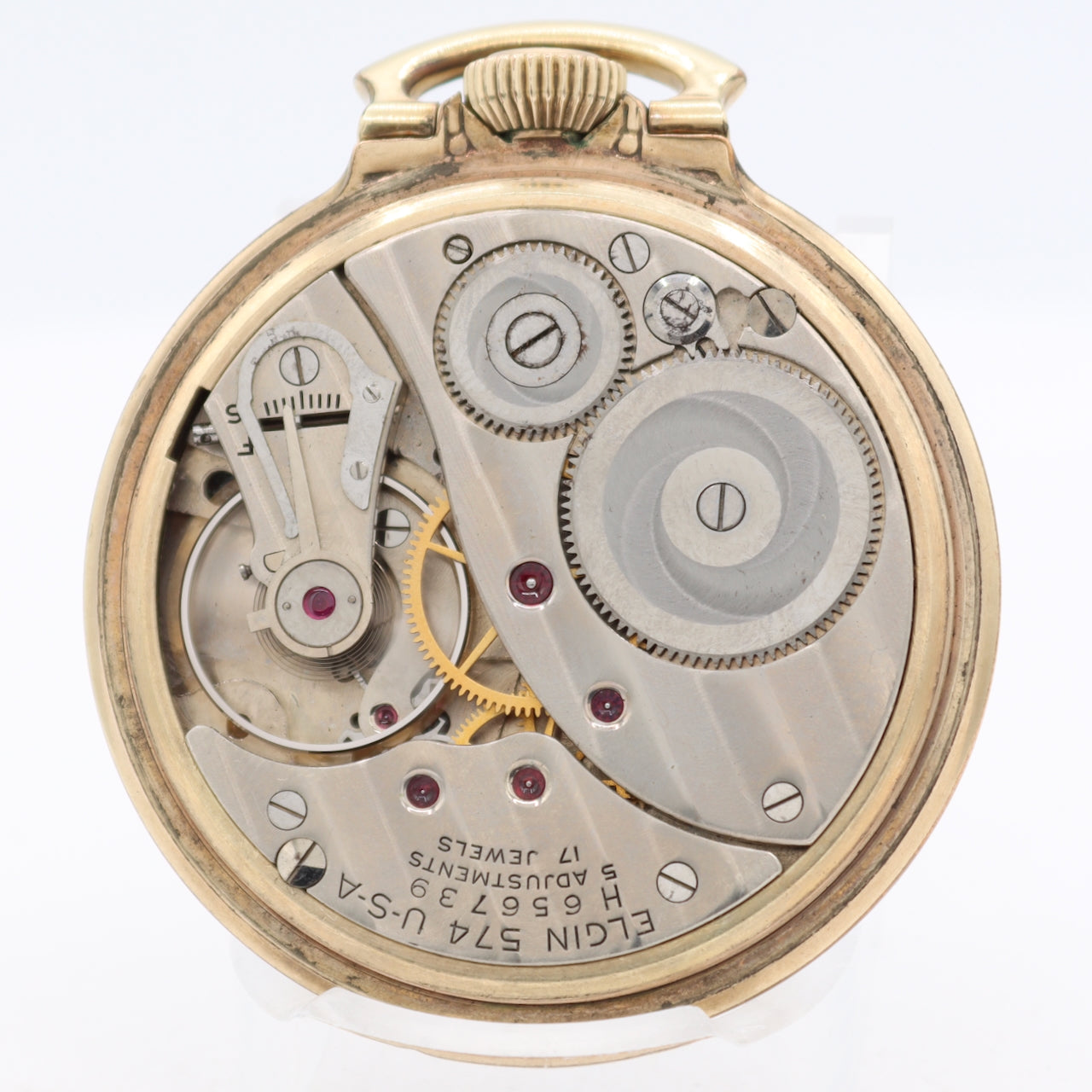 Vintage 16s 1950 Elgin 17 Jewel Mechanical Pocket Watch 574 10k RGP USA