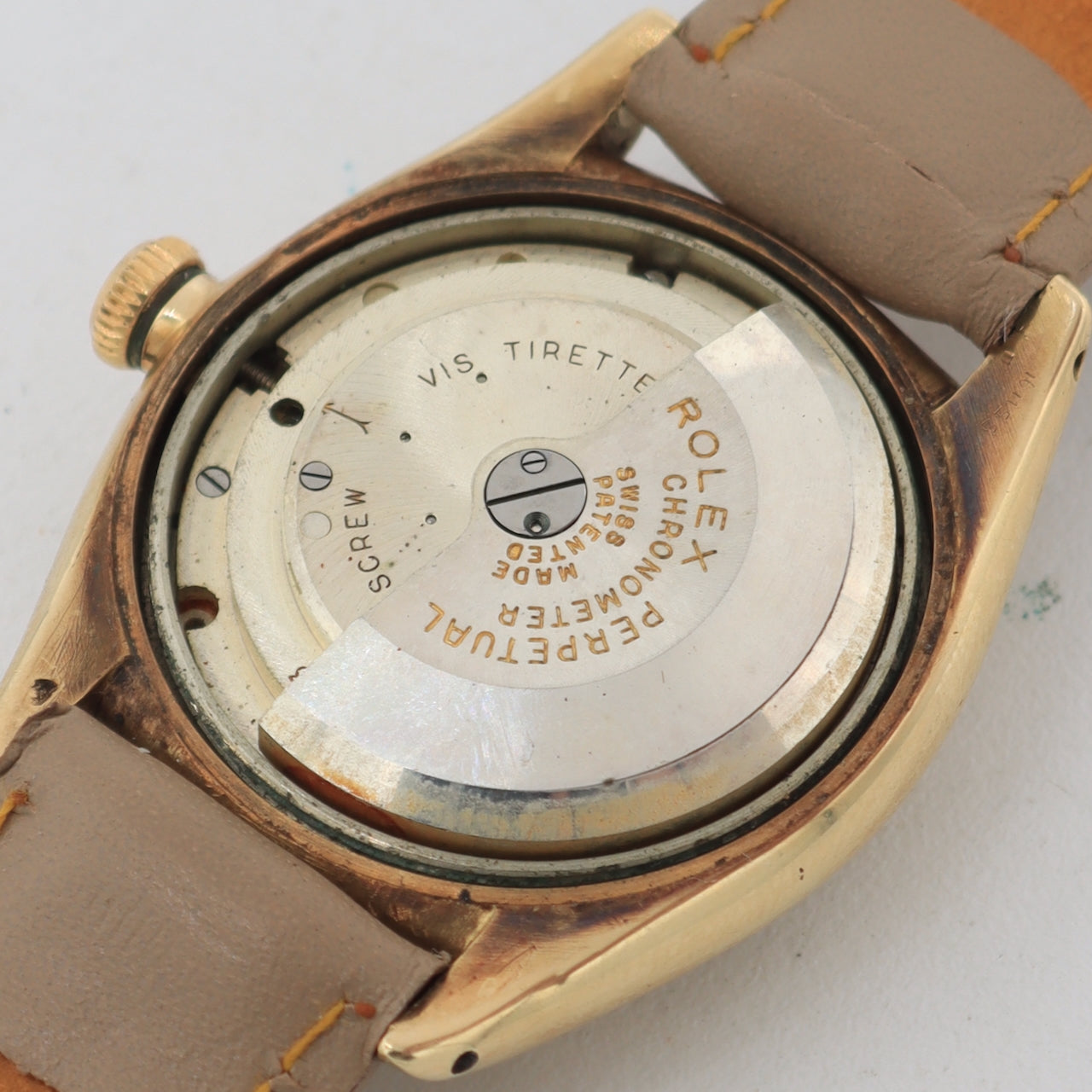 Vintage 1947 Rolex 3131 Bubble Back Men's Automatic Wristwatch Swiss 14k Gold