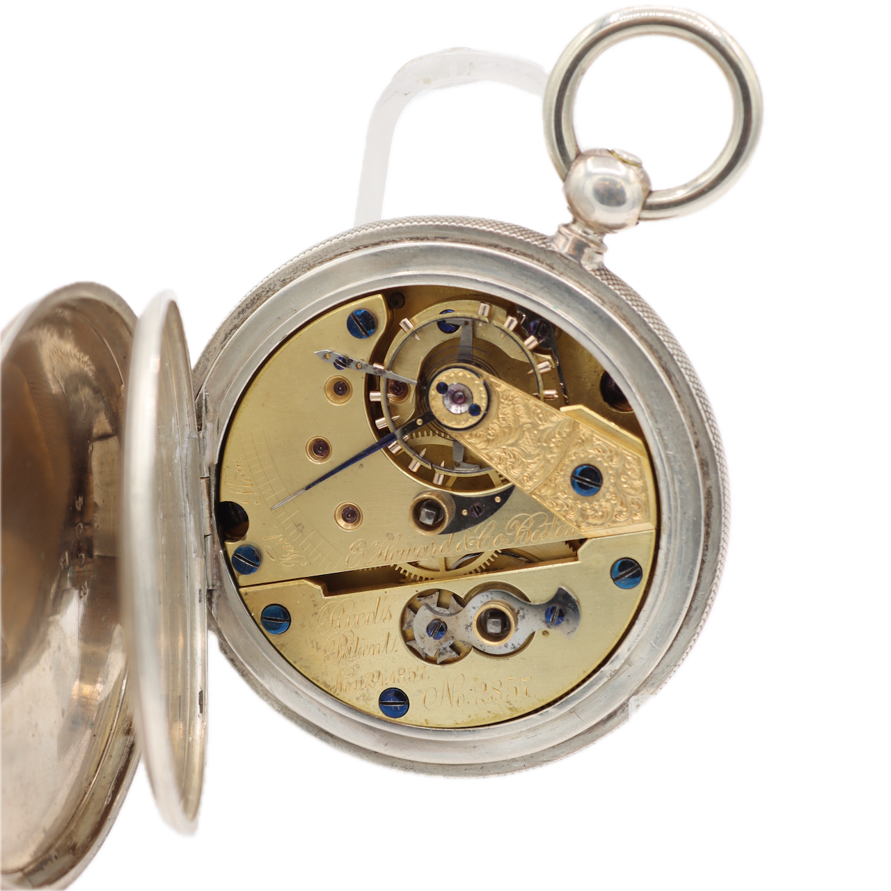 Antique 18S Howard 15 Jewel Key Wind Hunter Pocket Watch Series 2 Silverine