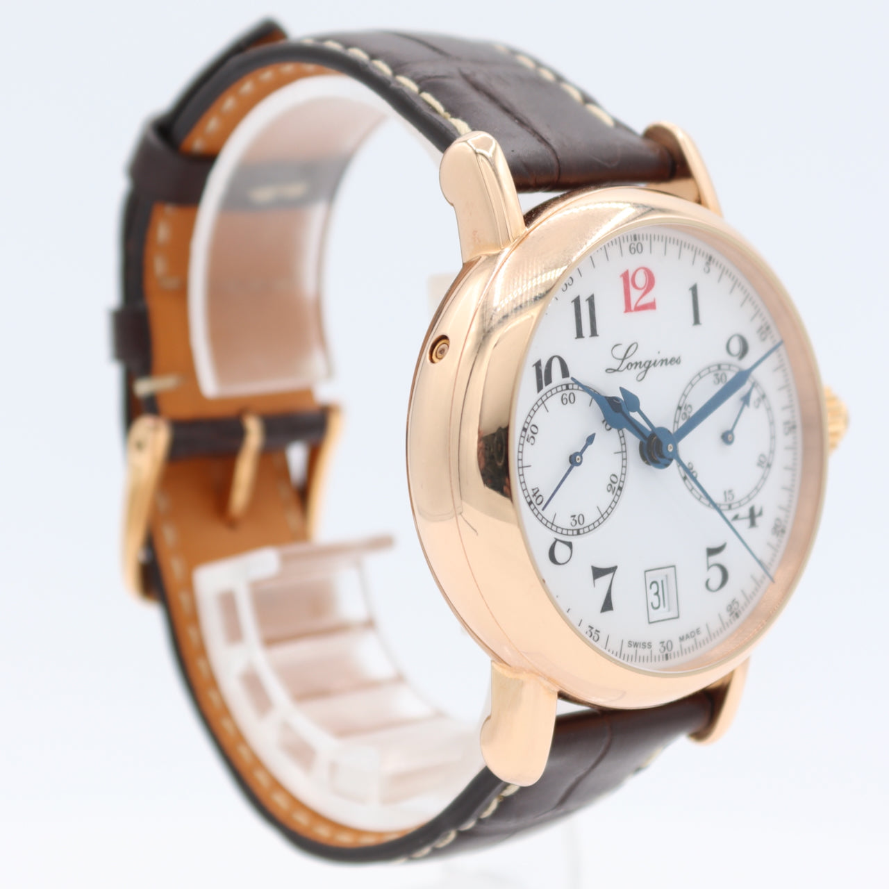 Longines L2.775.8.23.3 Heritage Men's Automatic Wristwatch 18k Gold Monopusher