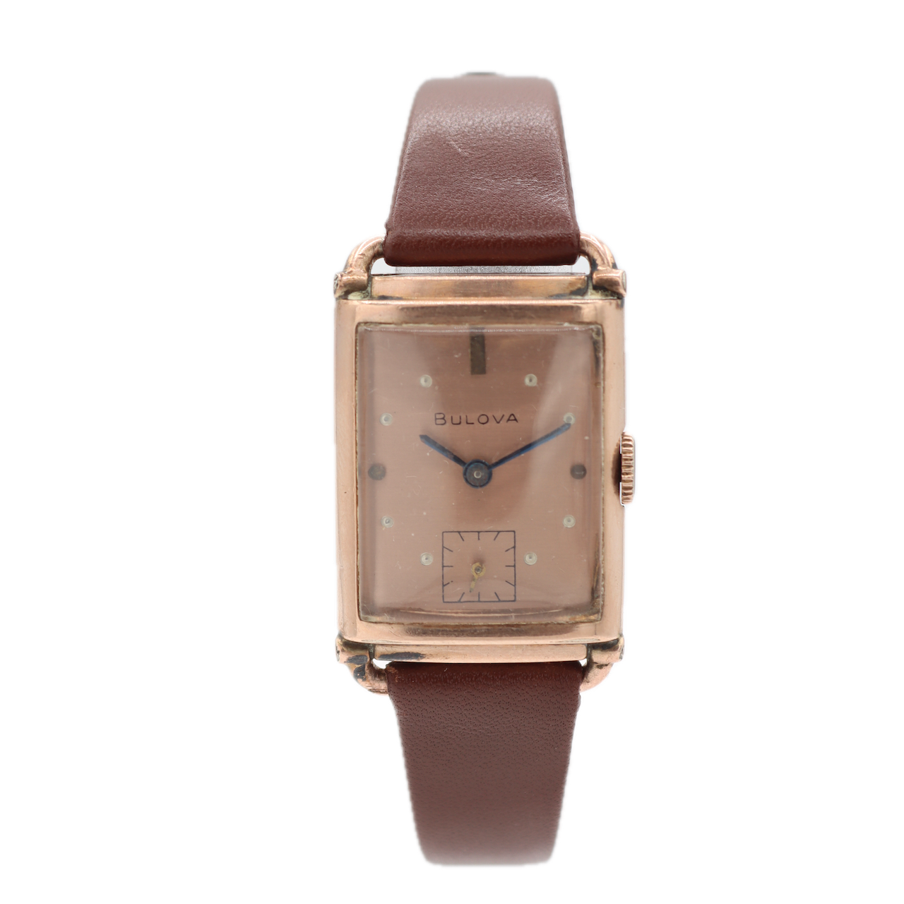 Vintage Bulova Men's Mechanical Wristwatch 7AK USA 14k Rose Gold Filled