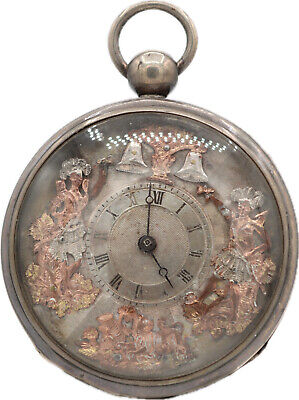 Antique Oudin Fils Automaton Hammer Bells Pump Repeater Fusee Pocket Watch