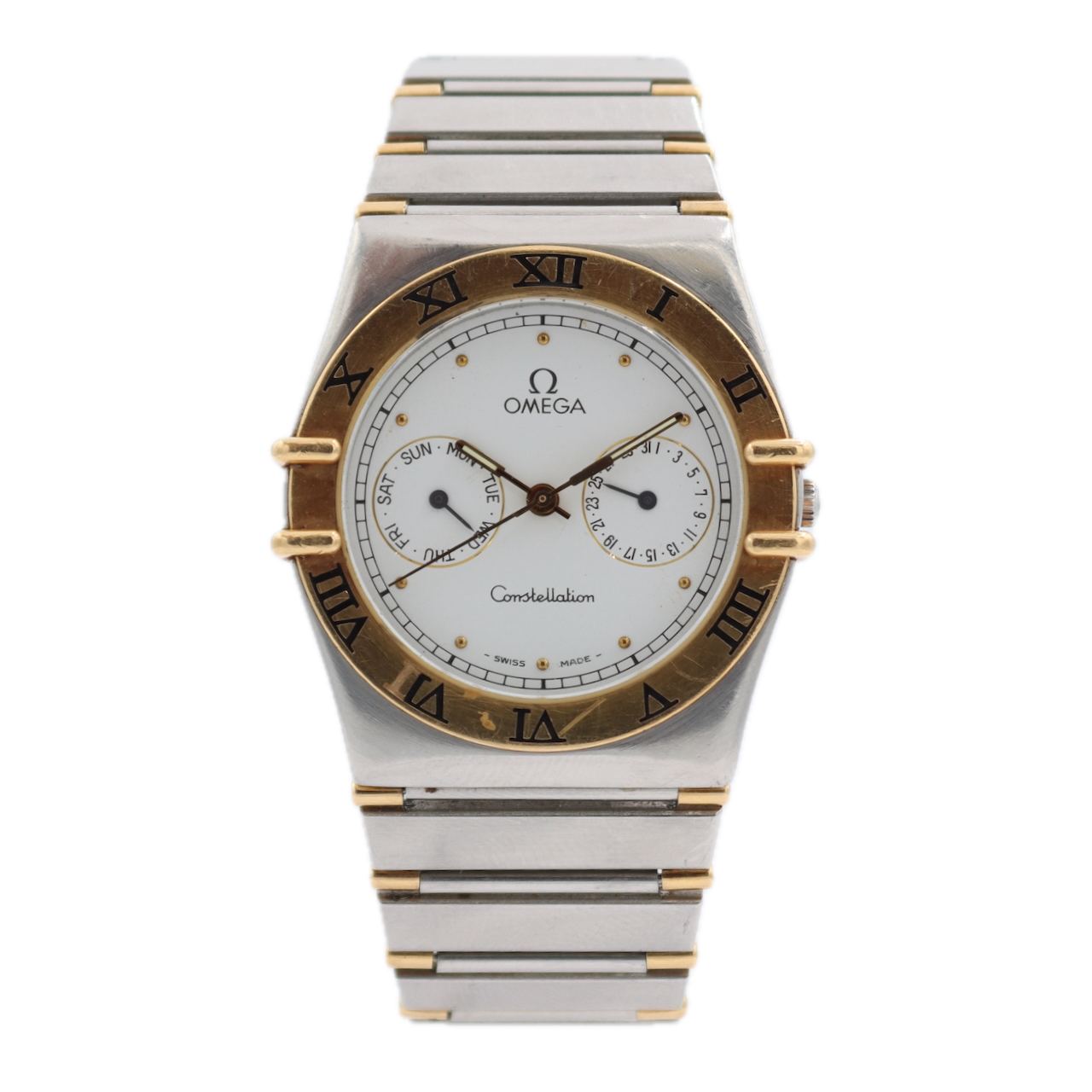 Vintage 34mm Omega 396.1070 Constellation Men's Quartz Wristwatch 1445 Two Tone