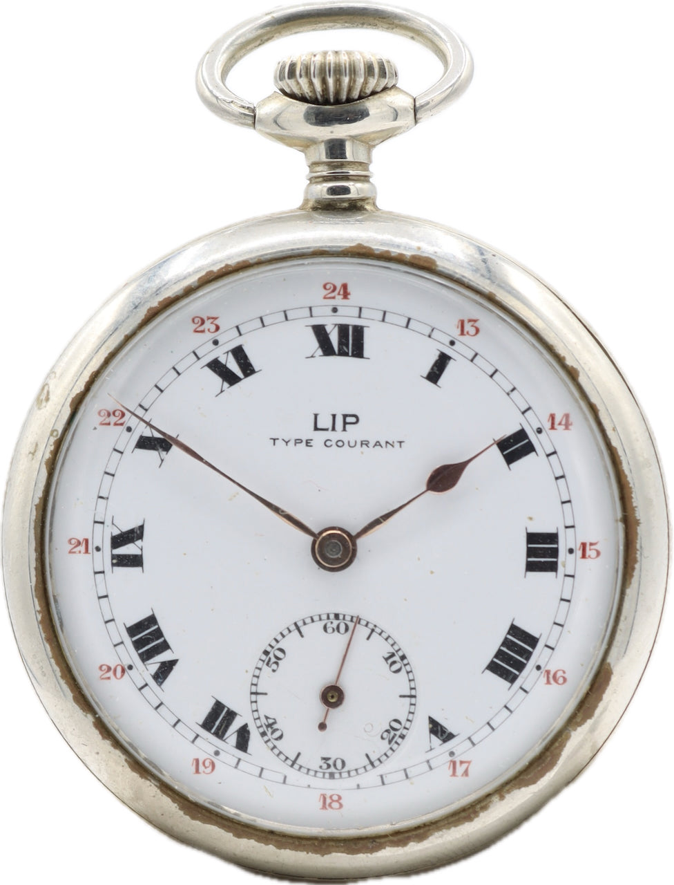 Antique 9 Size Lip Type Courant Mechanical Open Face Pocket Watch Sunburst