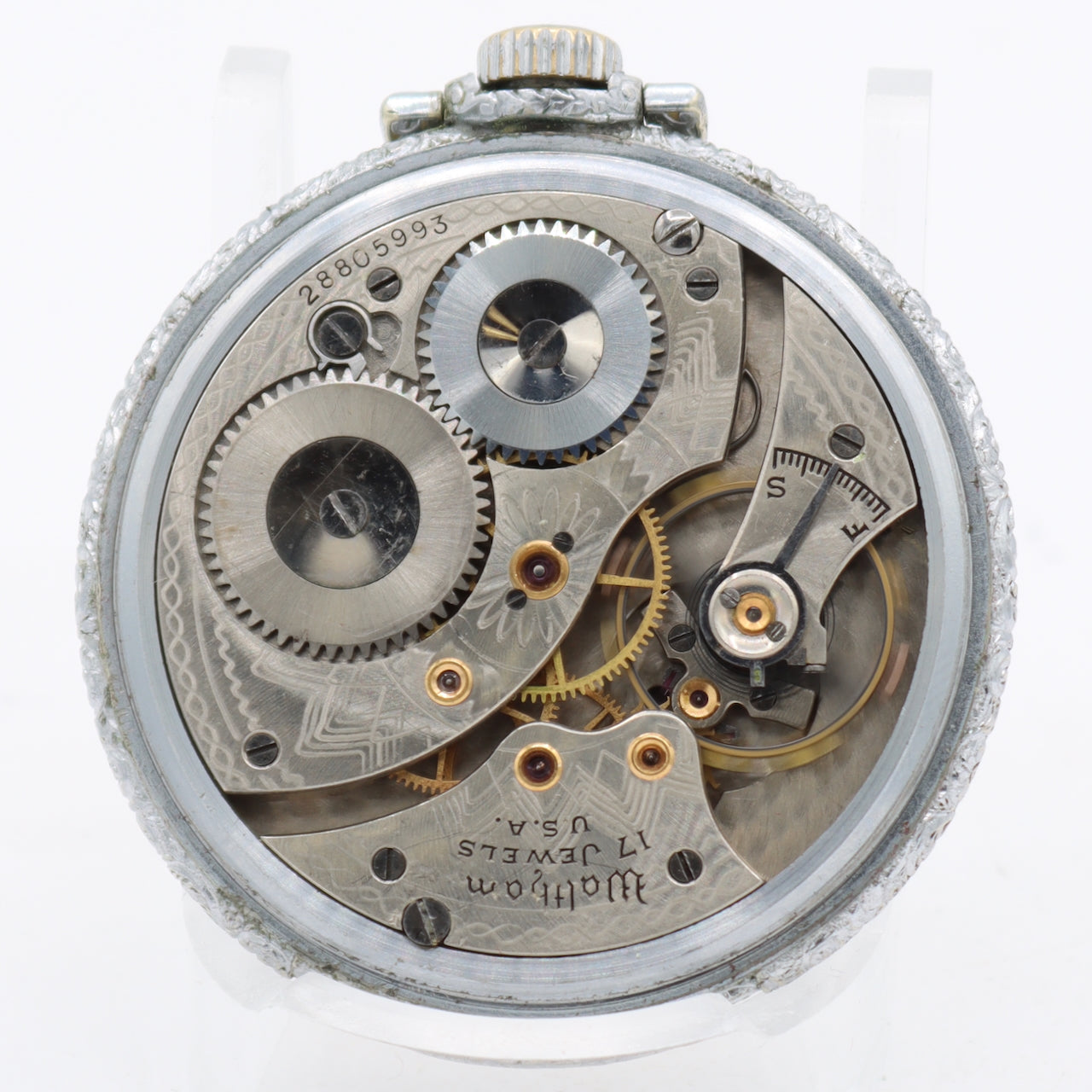 Vintage 18s 1936 Waltham 17j Mechanical Pocket Watch 1217 Chrome Plated USA