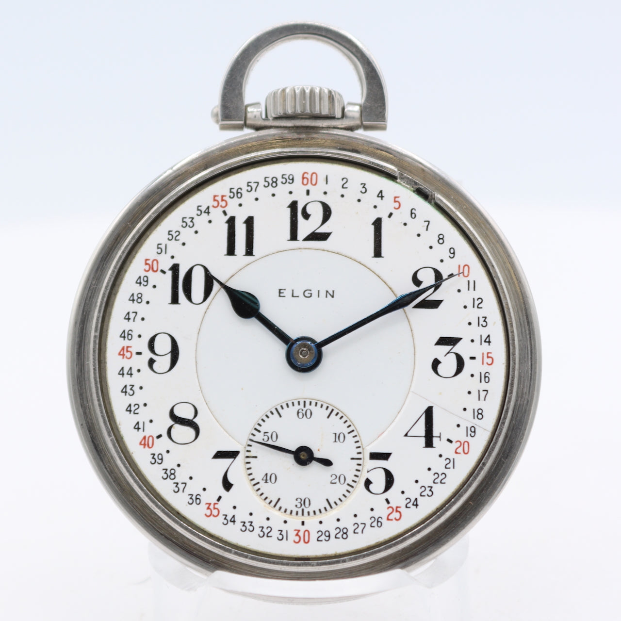 Antique 1917 Elgin B.W. Raymond Mechanical Railroad Pocket Watch 372 Steel USA