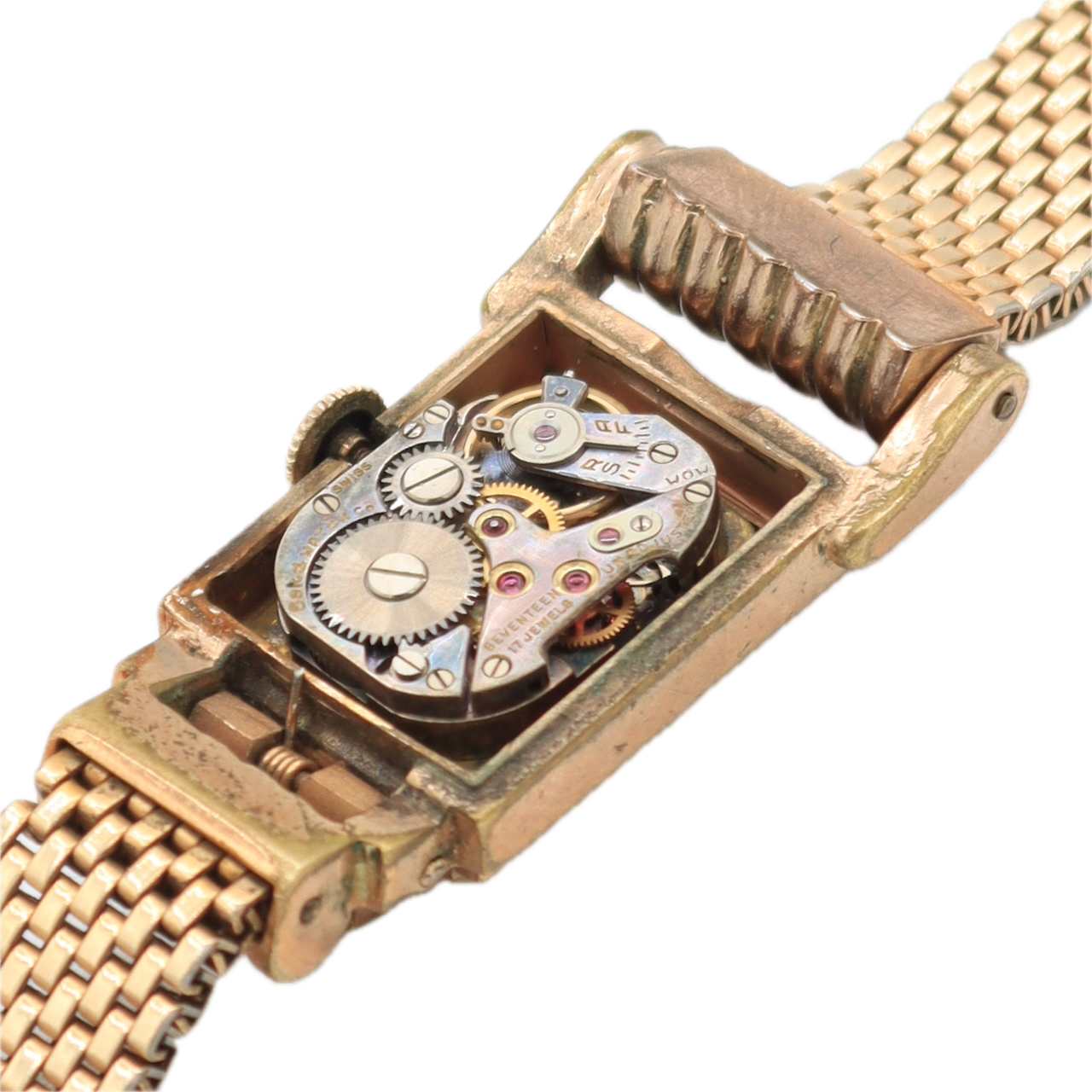 Vintage 16mm Mieron Spring Flip Lid Men's Mechanical Wristwatch Gold Tone