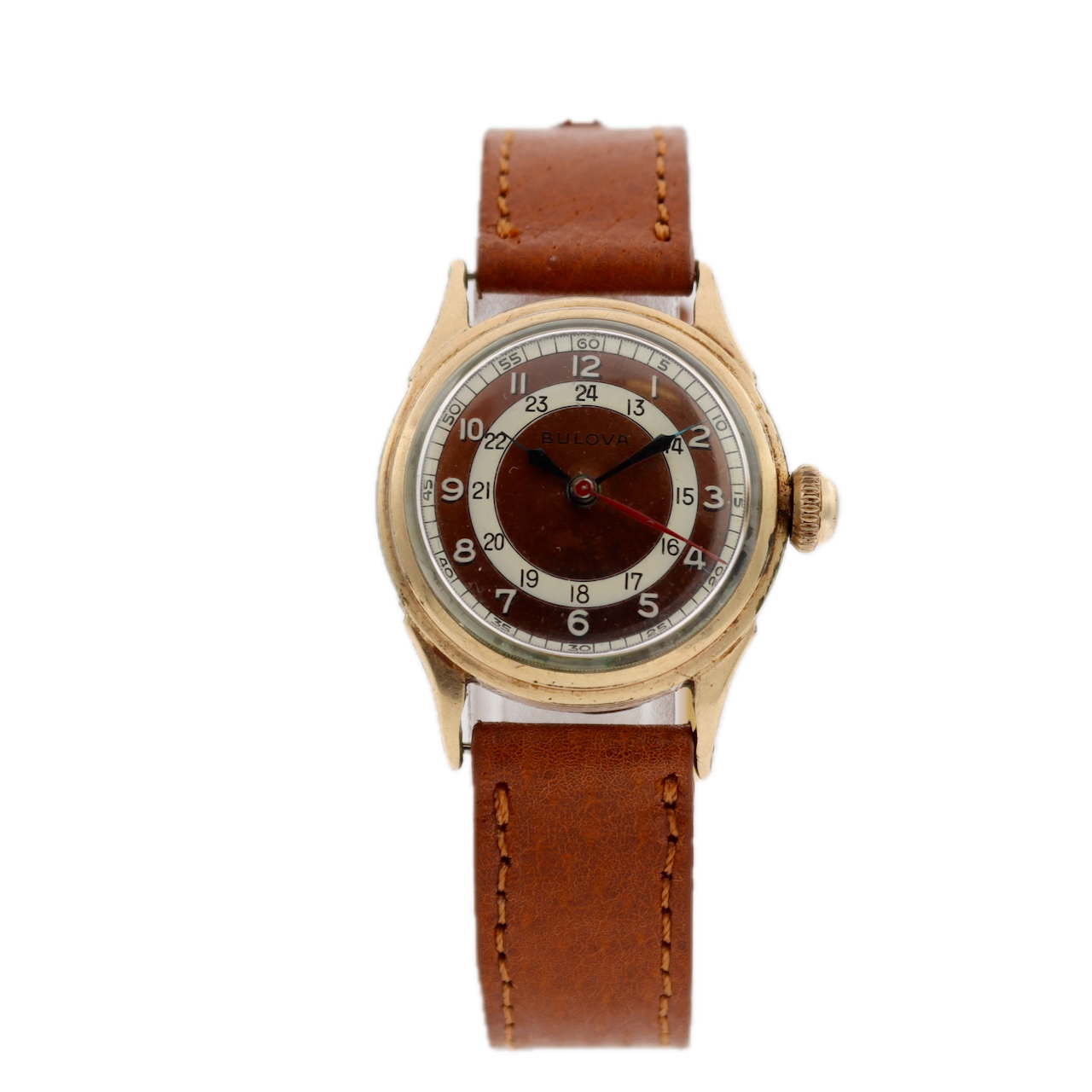 Vintage Bulova Bullseye Dial Men's Mechanical Wristwatch 10 BCC Steel & 10k RGP