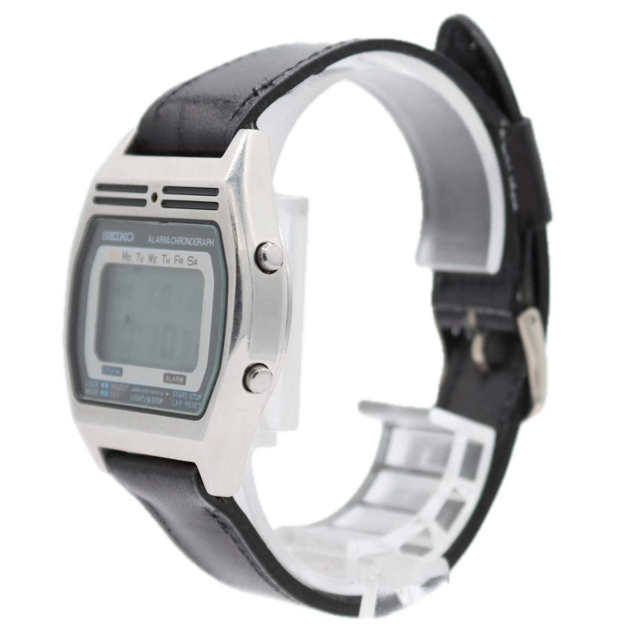 Seiko A257-5010 Alarm Chronograph Men's Digital LCD Wristwatch Steel With Box