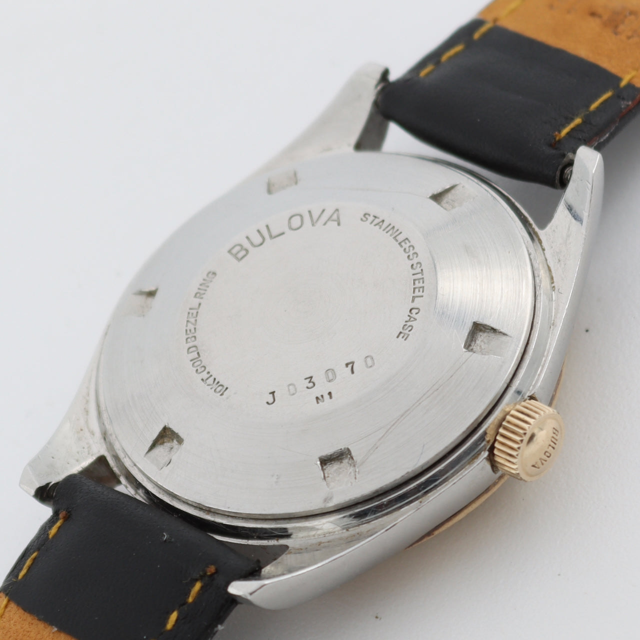 Vintage Bulova J-3055 Oceanographer Men's Automatic Wristwatch 10k Gold Bezel