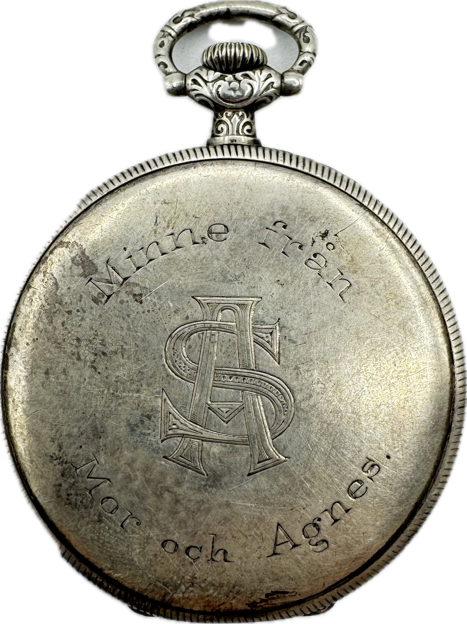 Antique Alpina 15 Jewel Mechanical Open Face Pocket Watch .900 Silver Thin