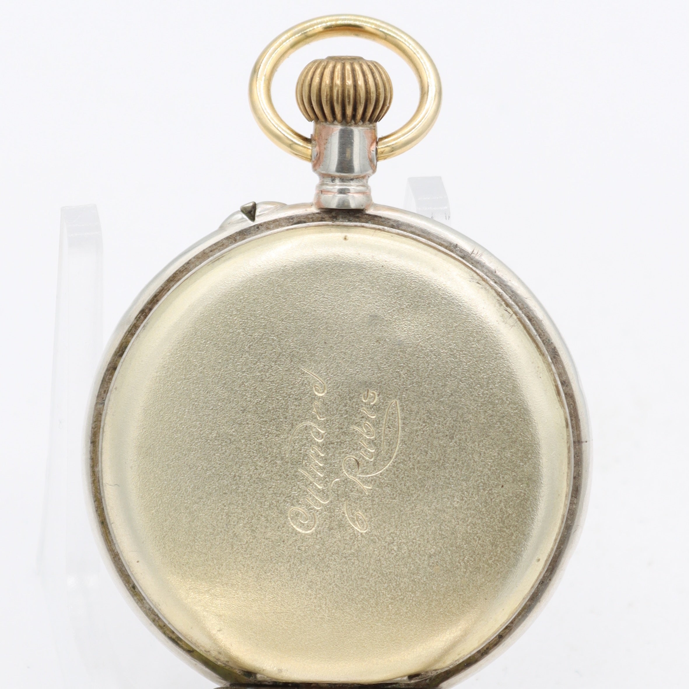 Antique 18s Unbranded Two Tone Cylinder Escapement Pocket Watch .800 Silver