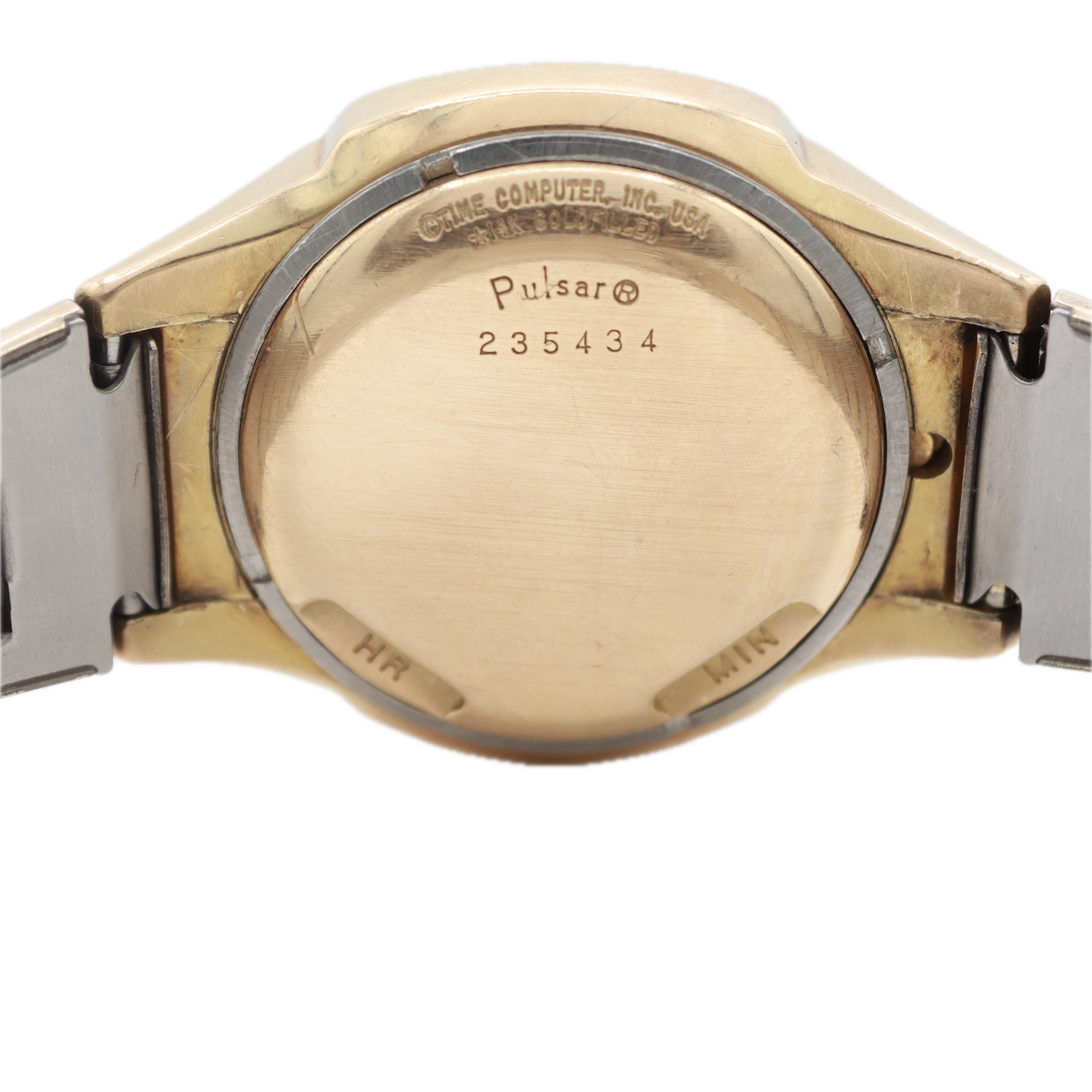 Vintage Pulsar P4 Executive Men's Digital LED Wristwatch USA 14k Gold Filled