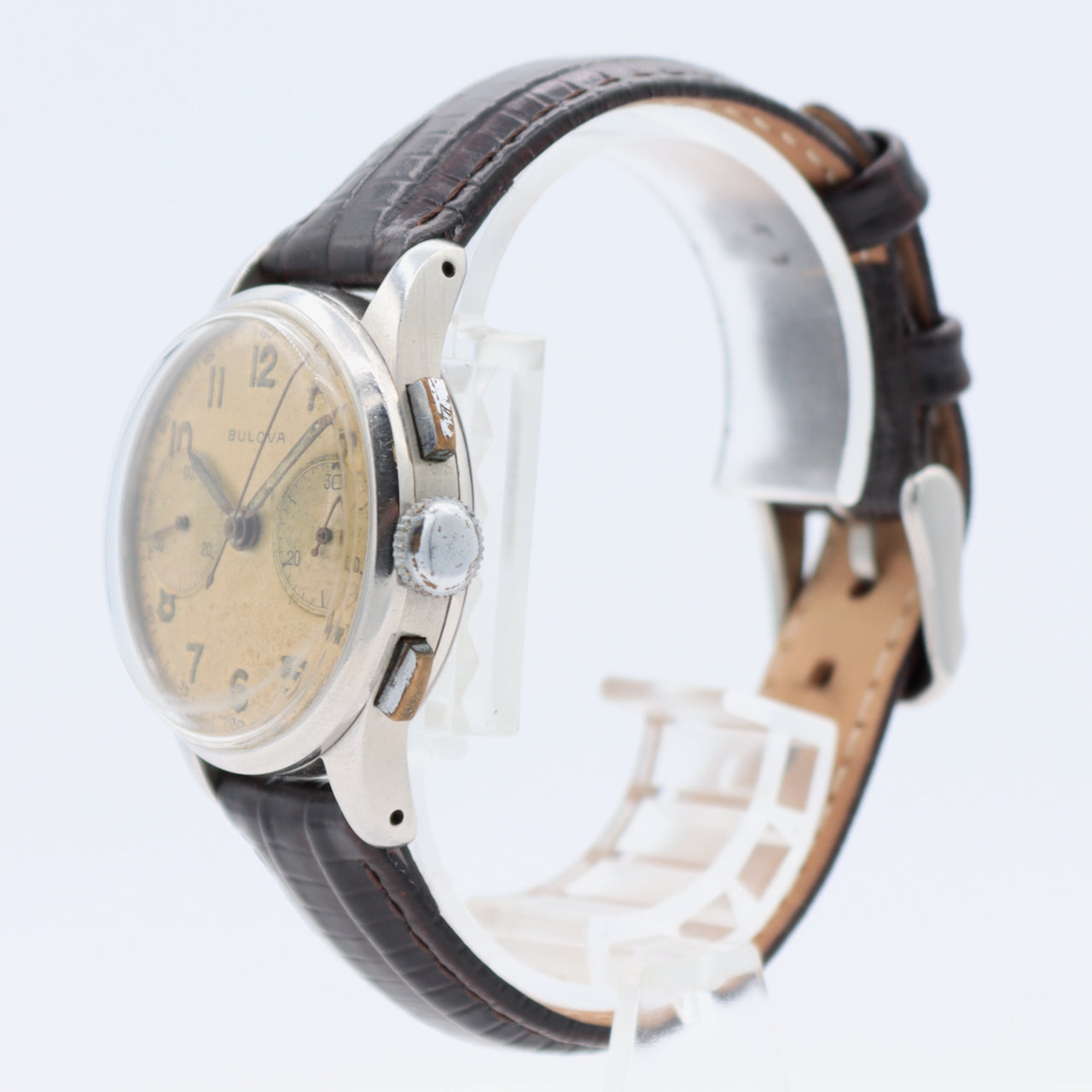 Vintage 32mm Bulova 13AK Men's Chronograph Wristwatch Valjoux 23 Swiss Steel