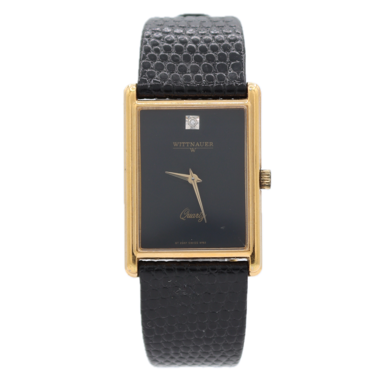 24mm Wittnauer CBT2307 Diamond Tank Men's Quartz Wristwatch ETA978.002 Gold Tone