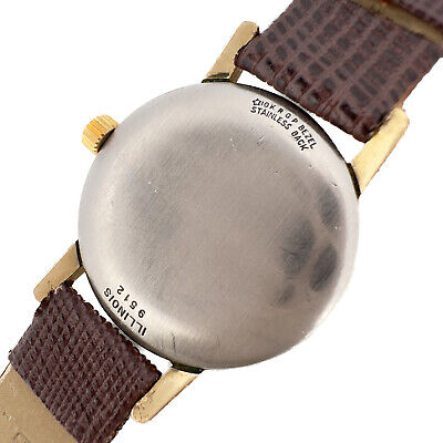 Vintage 31.5mm Illinois 9512 Men's Manual Wristwatch Swiss 10k RGP w Waffle Dial