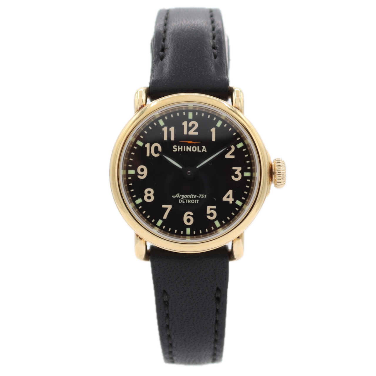 Vintage 28mm Shinola Runwell Black Ladies Quartz Wristwatch Argonite-751