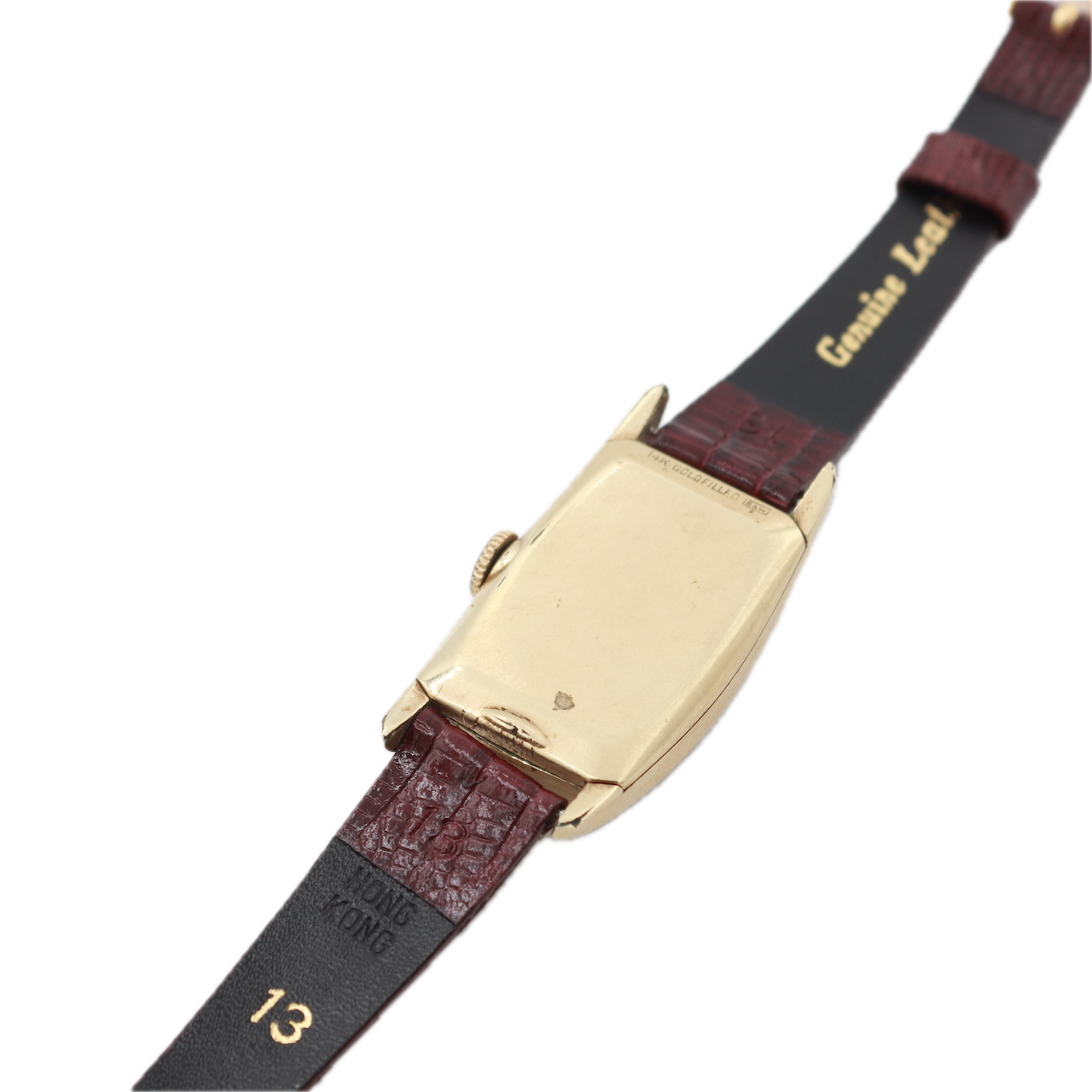 Vintage Lord Elgin Tonneau Deco Men's Mechanical Wristwatch 14k Gold Filled
