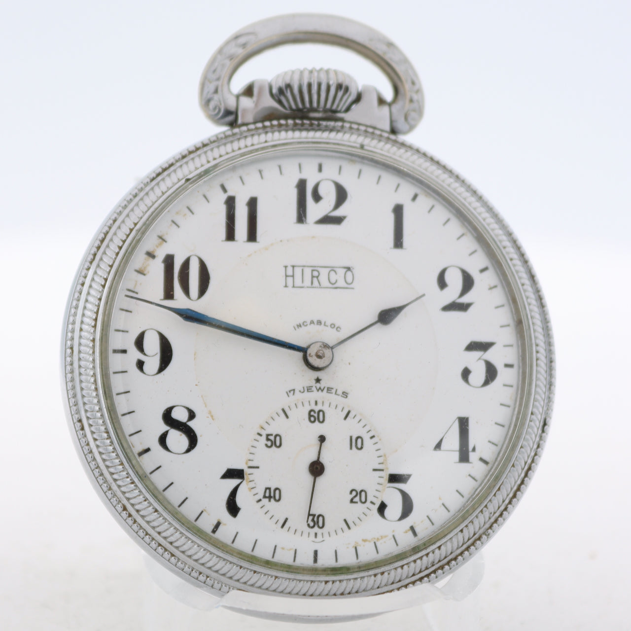 Vintage Hirco Locomotive 17 Jewel Mechanical Pocket Watch Swiss Running