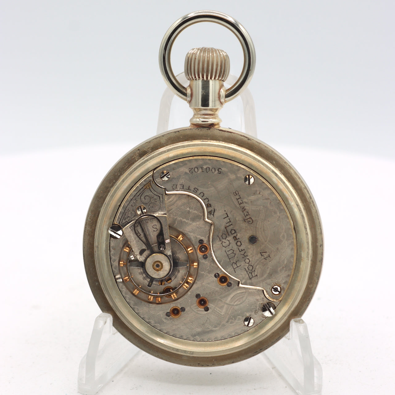 Antique 18s 1897 Rockford Coin Edge 17 Jewel Pocket Watch 930 Ore Silver USA