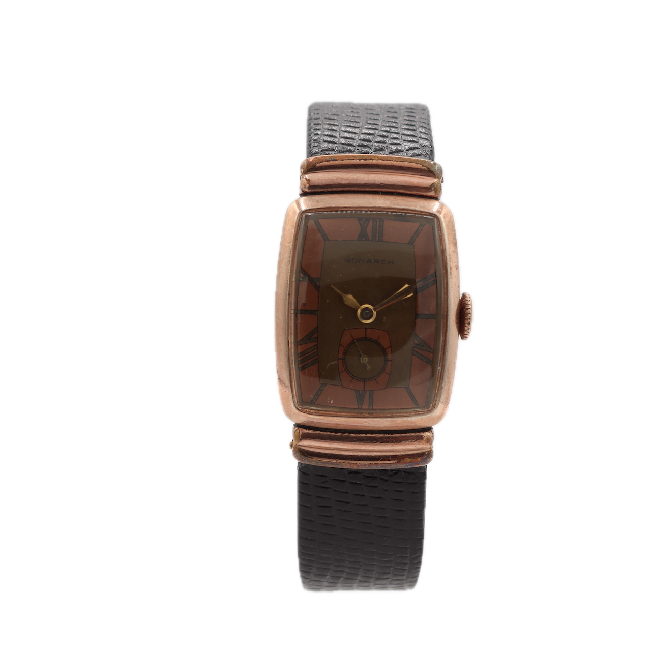 Vintage Monarch Rose Gold Men's Mechanical Wristwatch Swiss Steel & Gold Tone