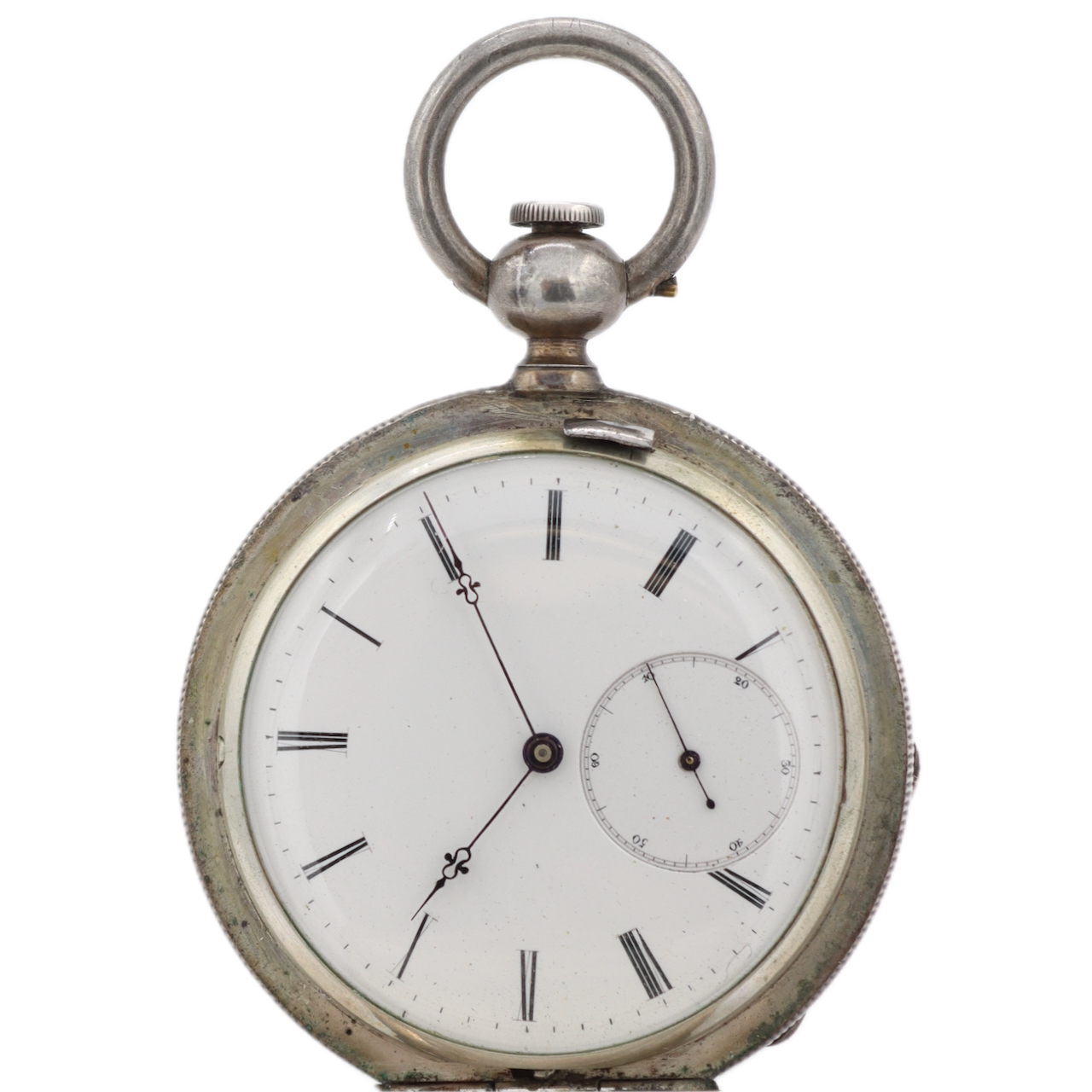 Antique Henry Beguelin Straight Line Key Wind Hunter Pocket Watch Silver Swiss