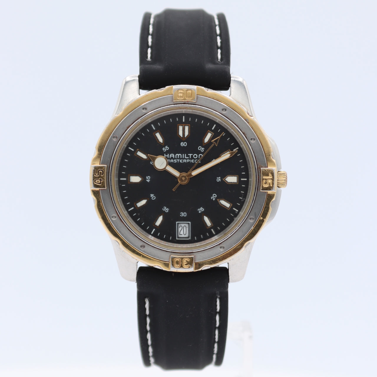 Hamilton 3808 Masterpiece Black Men's Quartz Wristwatch ETA955.112 Two Tone