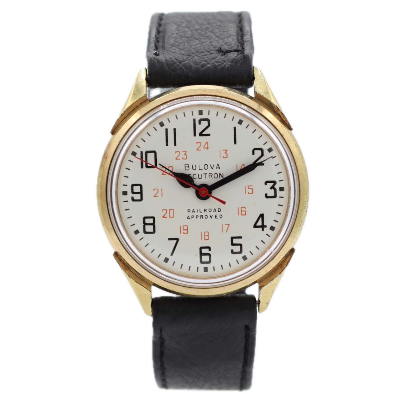 Vintage Bulova 3339 Railroad Approved Men's Tuning Fork Wristwatch Gold Plated