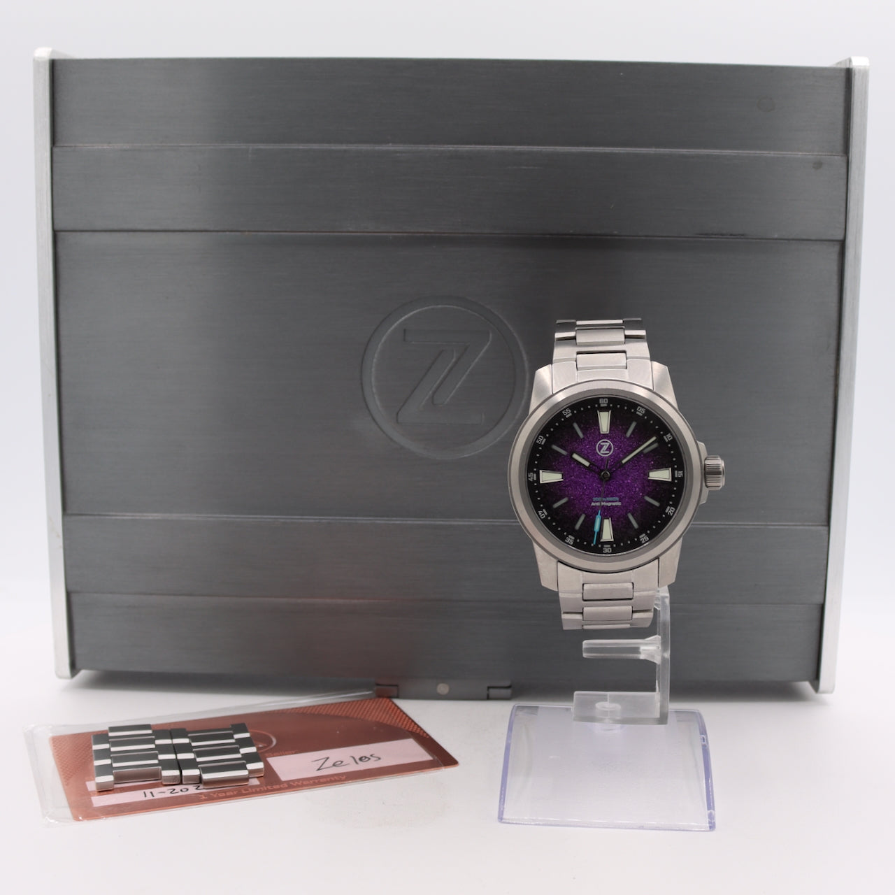 38mm Zelos Aurora Field TI "Nebula" Men's Automatic Wristwatch Titanium w Box