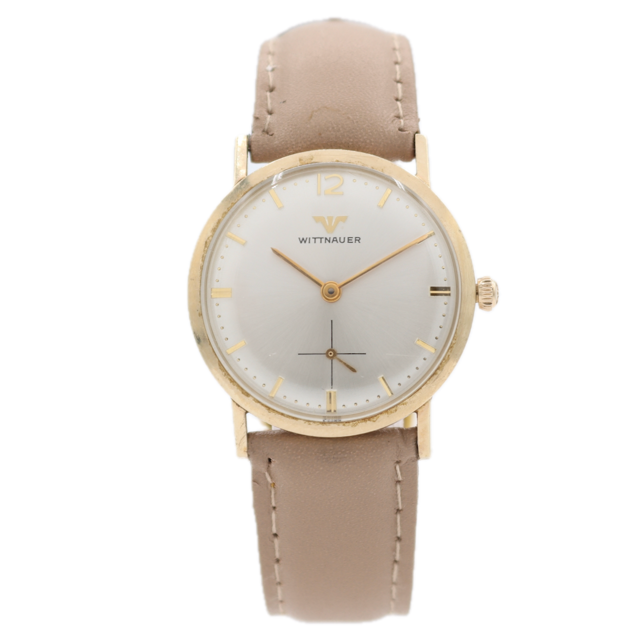 Vintage 30mm Wittnauer Sunburst Men's Mechanical Wristwatch Swiss 10k RGP