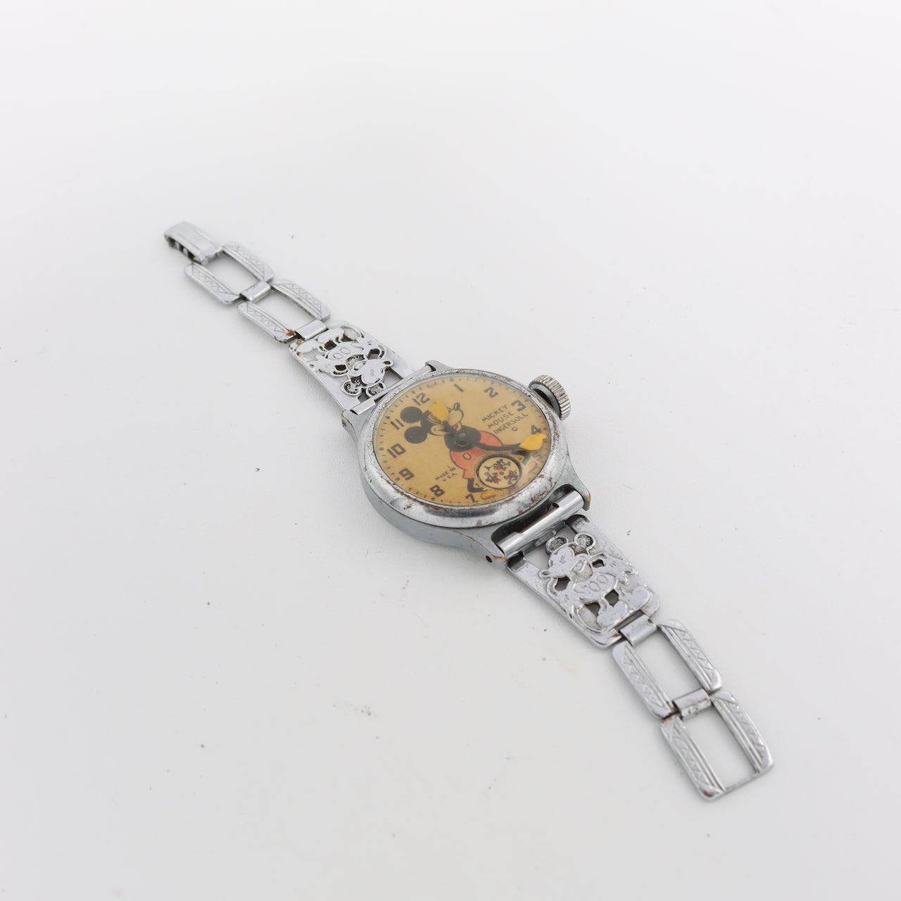 Vintage 32mm Ingersoll Mickey Mouse Men's Wristwatch w Spinning Second Disk #2