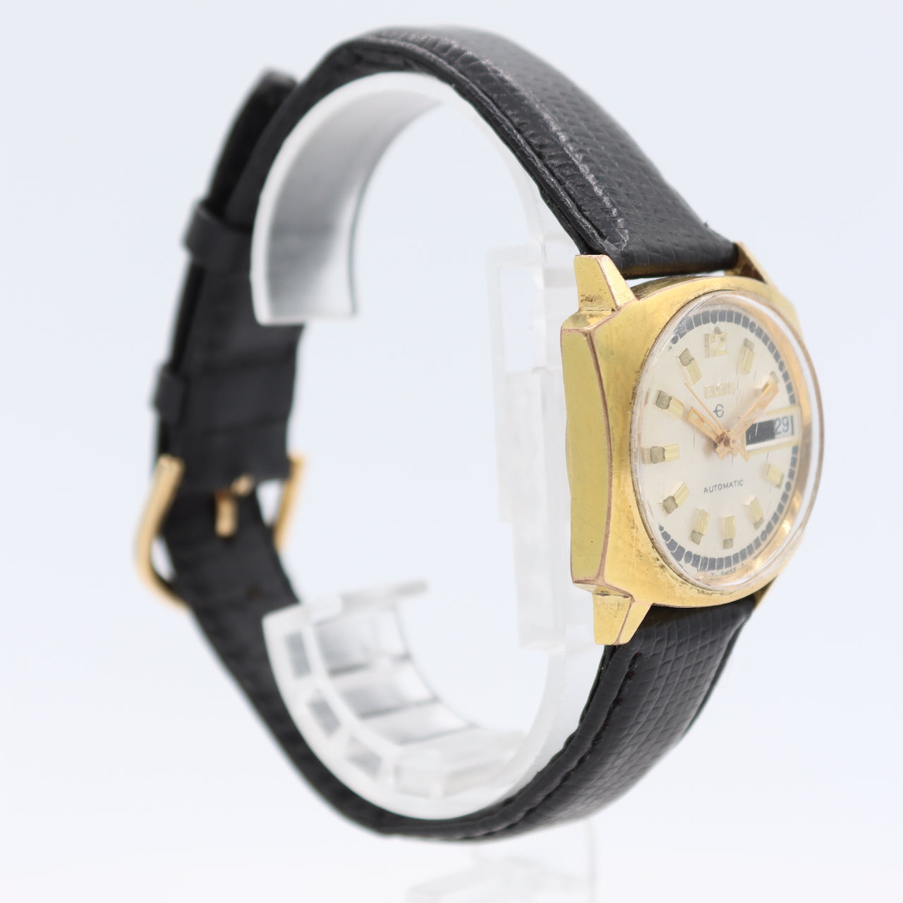 Vintage Elgin Golden TV Men's Automatic Wristwatch A.Schild 1916 Gold Tone Date