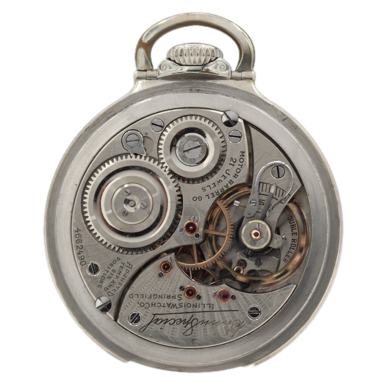 Antique 16s 1925 Illinois 14 21j Railroad Pocket Watch Bunn Special White GF