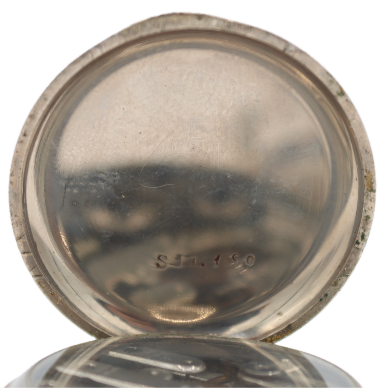 Antique 33mm Unbranded Button Set Mechanical Pocket Watch Chrome Plated Swiss