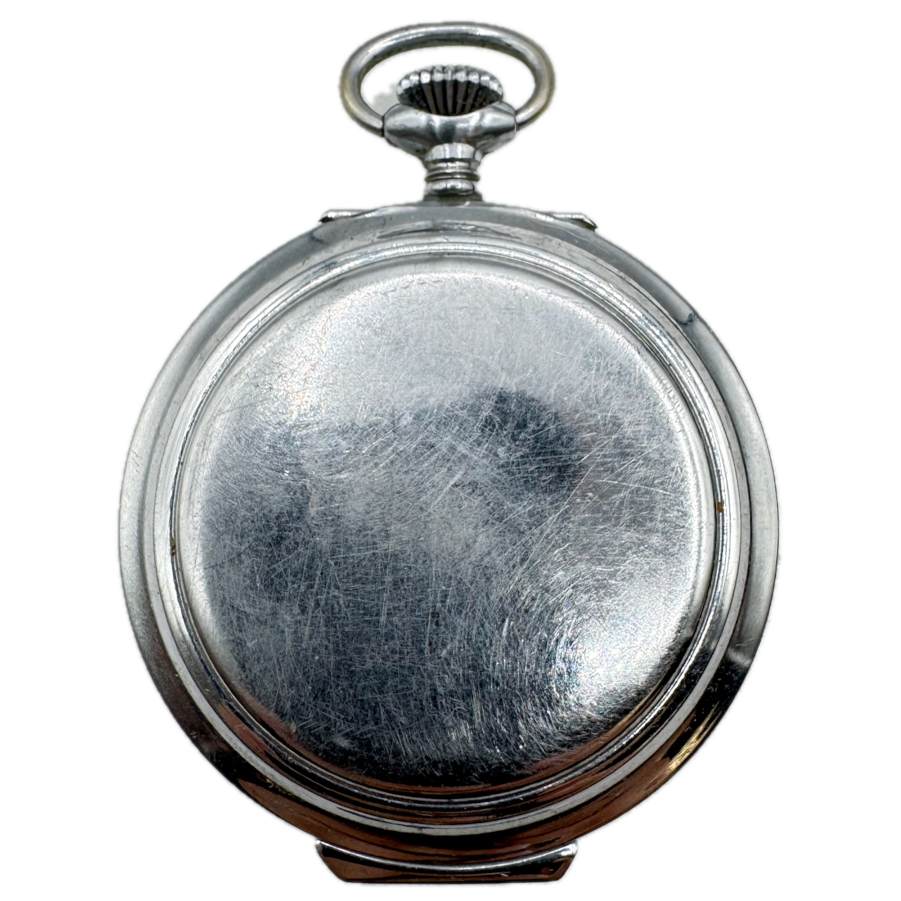 Antique Hydate Black 7 Jewel Mechanical Alarm Pocket Watch Steel Swiss Made