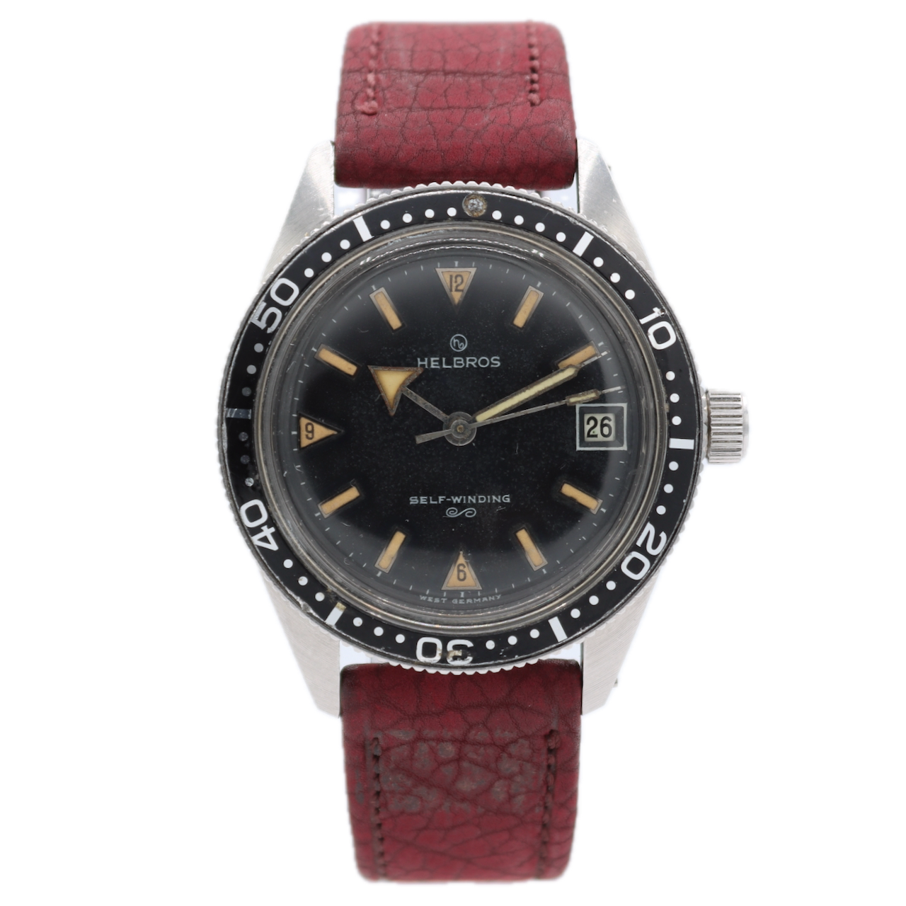 37.5mm Helbros Skin Diver Men's Automatic Wristwatch PUW 1361 West GermanySteel