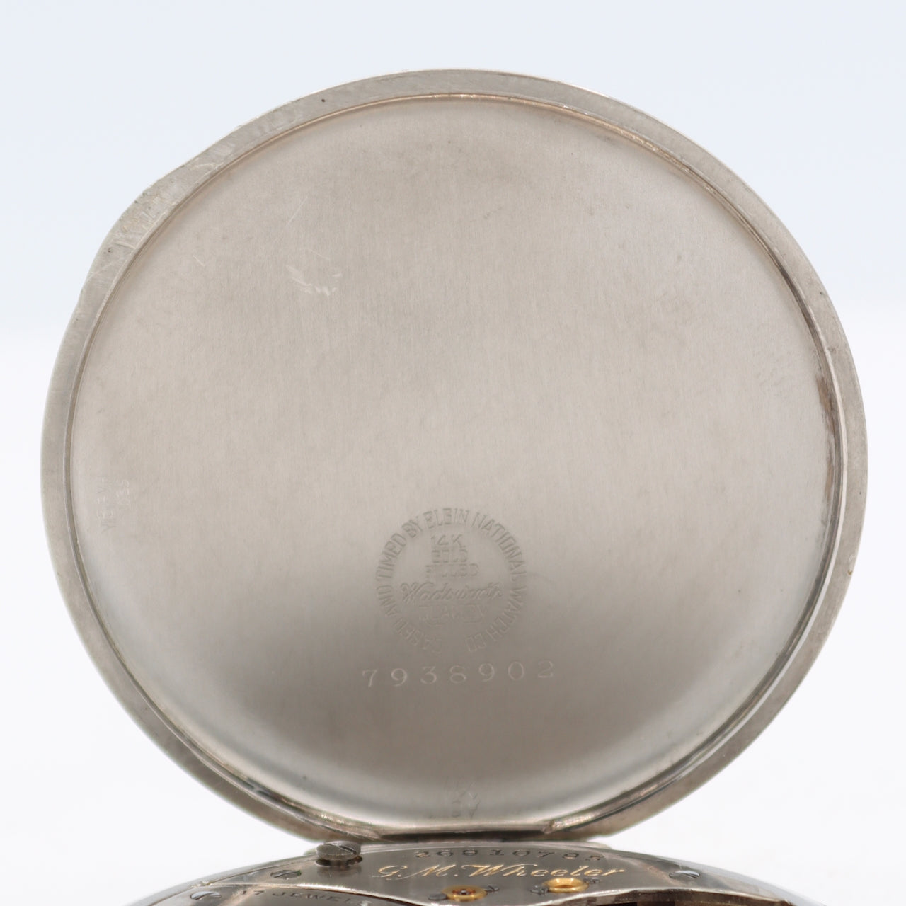 Antique 1924 Elgin G.M. Wheeler Enamel 17J Mechanical Pocket Watch 452 14k GF
