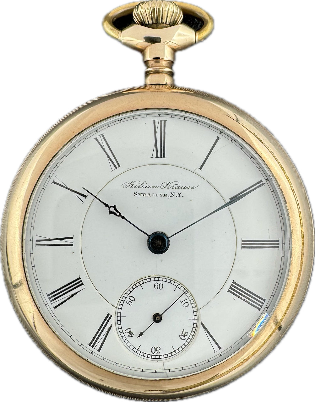 Antique 18S Illinois Krause Two Tone Checkerboard Pocket Watch 65 Gold Filled