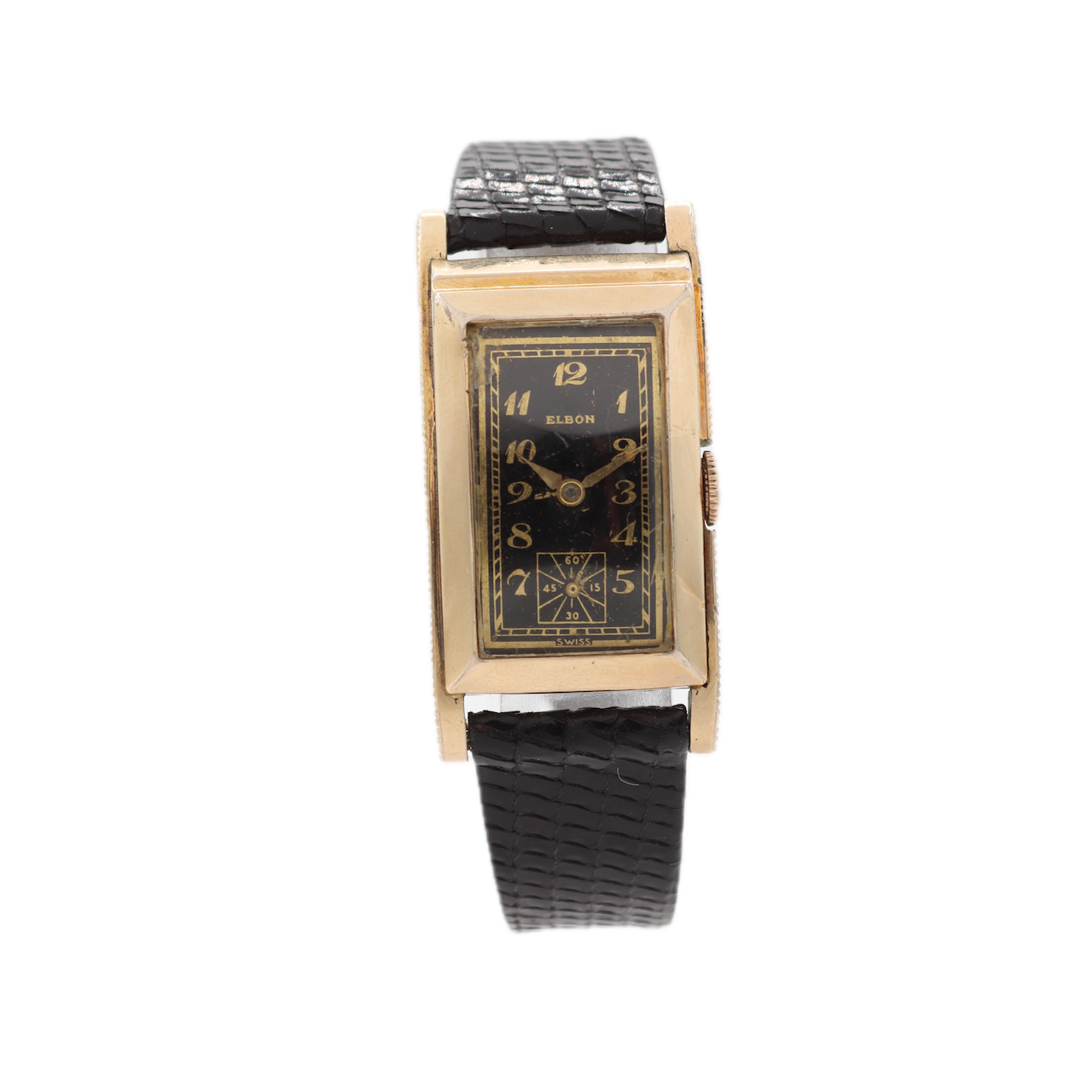 Vintage Elbon Rite Angle Style Men's Mechanical Wristwatch 88-6 Swiss 10k RGP
