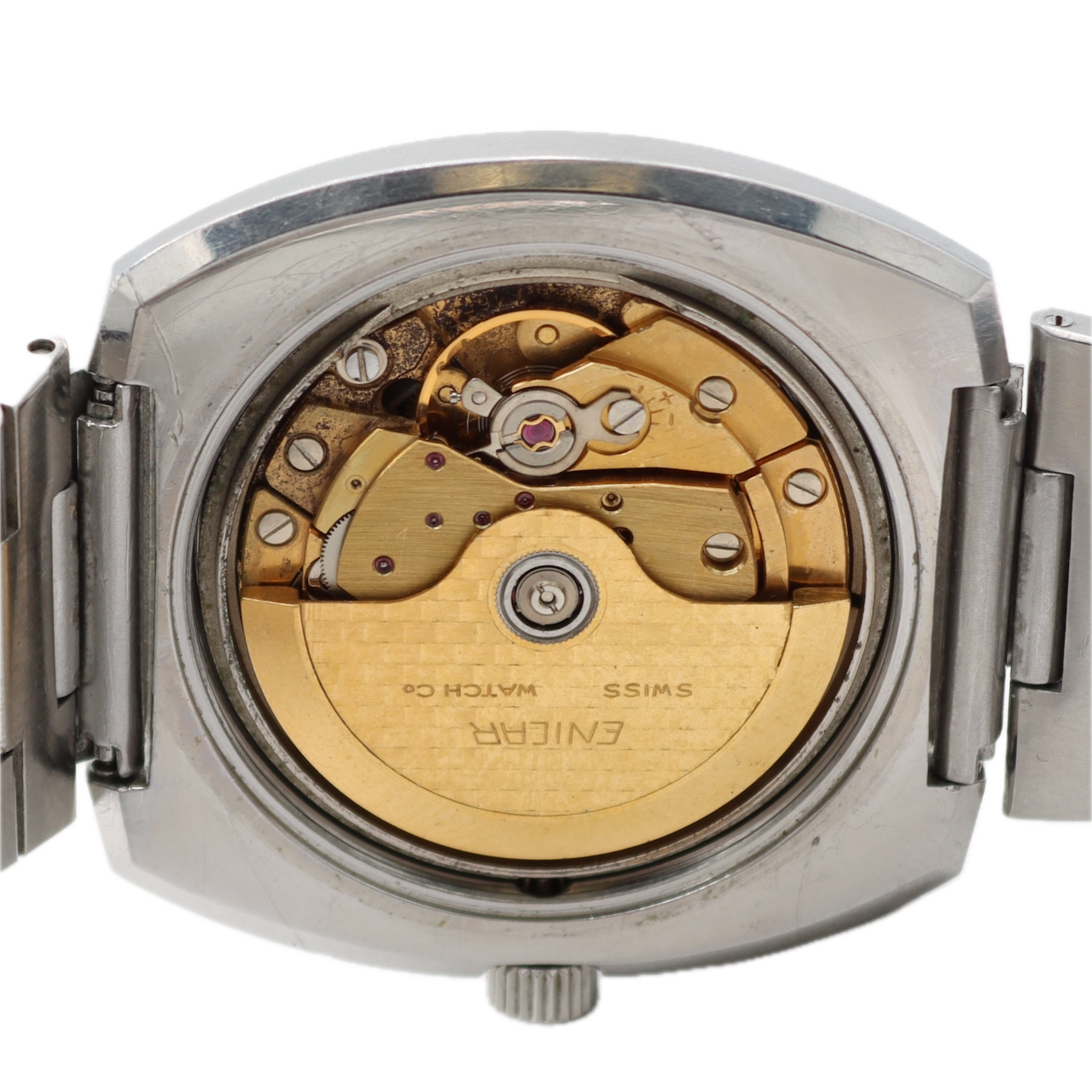 Vintage 39mm Enicar Ocean Pearl Men's Automatic Wristwatch Swiss Steel Day Date