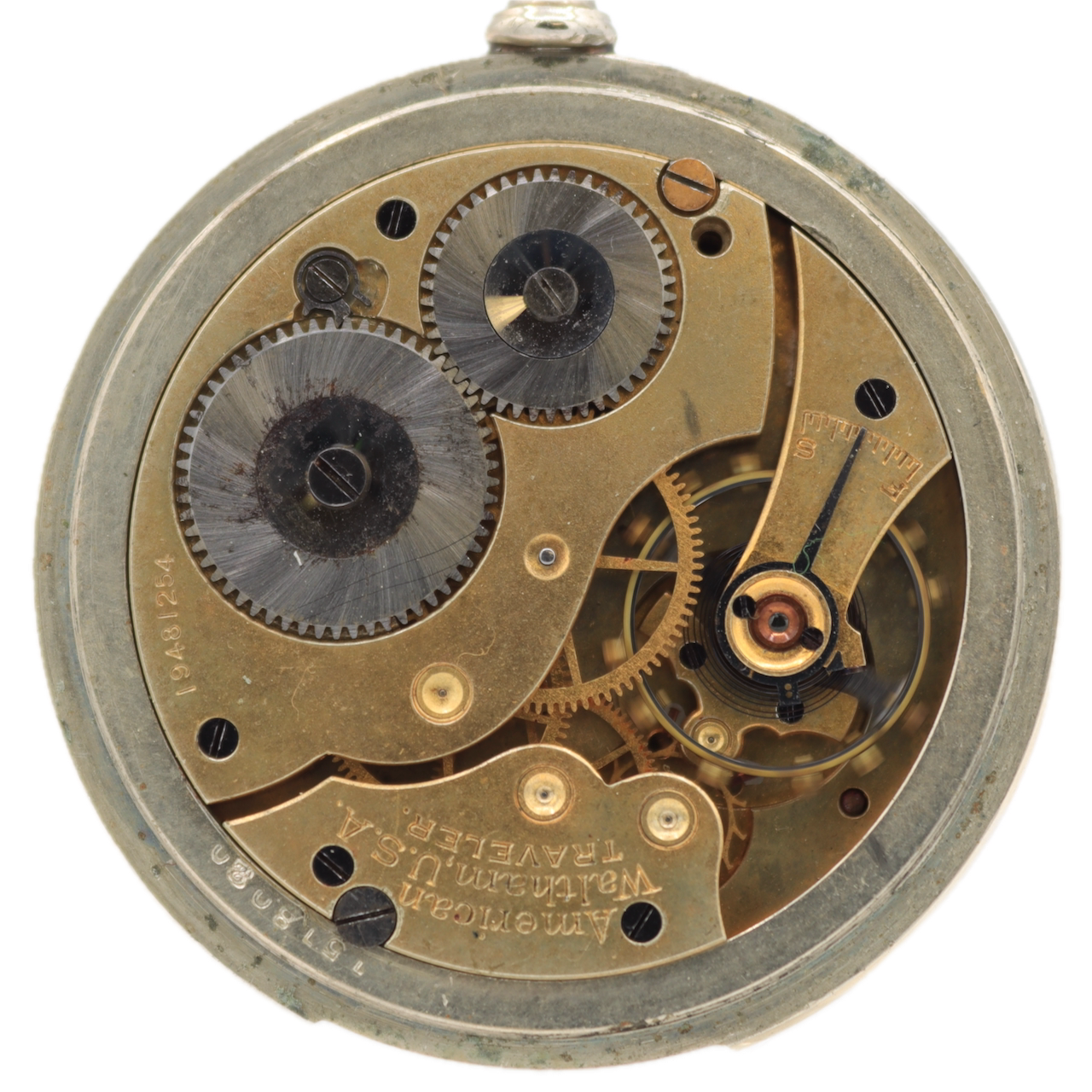 Antique 16 Size Waltham 7 Jewel Mechanical Pocket Watch Traveler Nickel USA