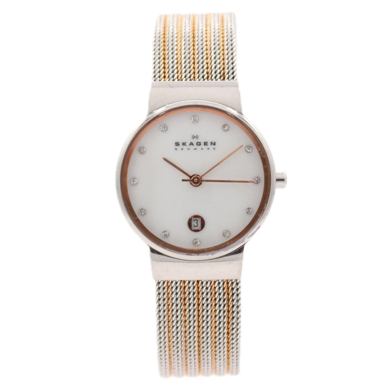 26mm Skagen 355SSRS Archer Ladies Quartz Wristwatch Steel Mother Of Pearl Dial