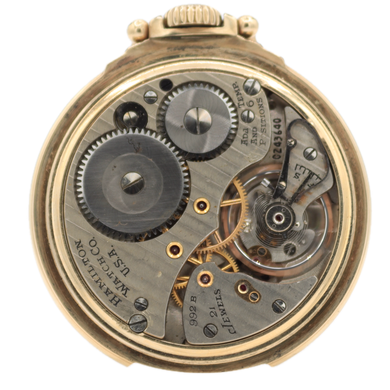 Vintage 16s 1948 Hamilton Railway Special 21 Jewel Railroad Pocket Watch 992B