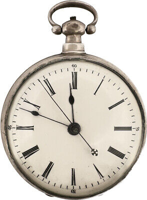 Antique Eeway Fleurier Chinese Key Wind PocketWatch Silver w Bat Wing Balance