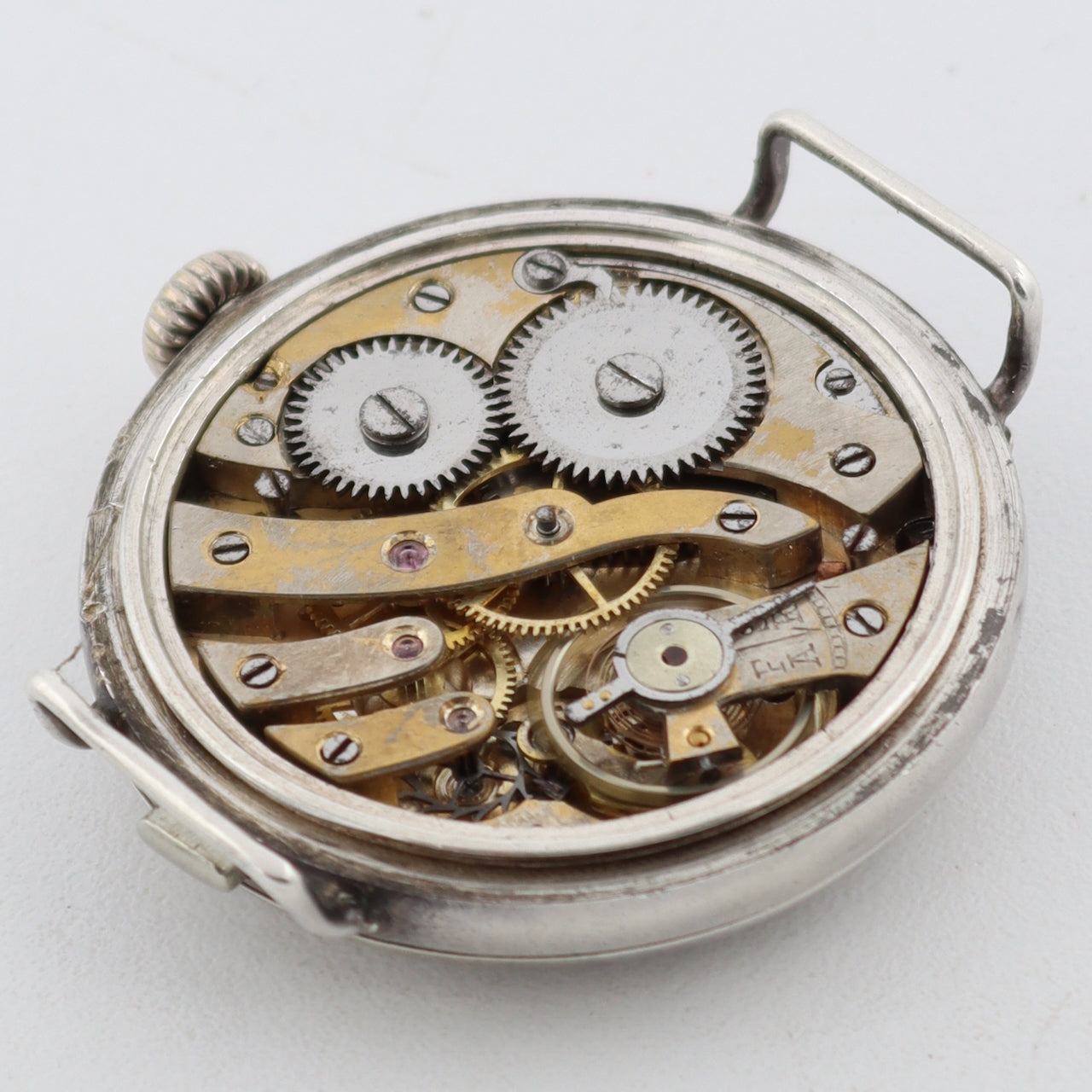 Antique 35mm Post WW1 Military Men's Mechanical Wristwatch Sterling Silver