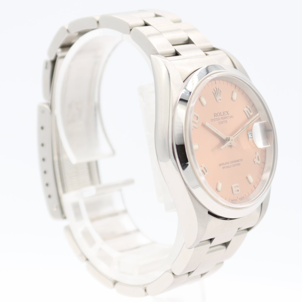 Vintage 34mm Rolex 15200 Date Salmon Explorer Dial Men's Automatic Wristwatch